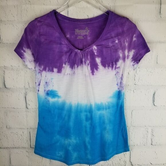 Hanes Tie Dyed V-neck Short Sleeve Tee. Size S. - Picture 1 of 8